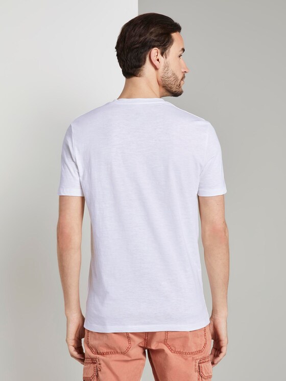 Meliertes T-Shirt mit Bio-Baumwolle - Männer - White Meliertes T-Shirt mit Bio-Baumwolle - Männer - White - 2 - TOM TAILOR