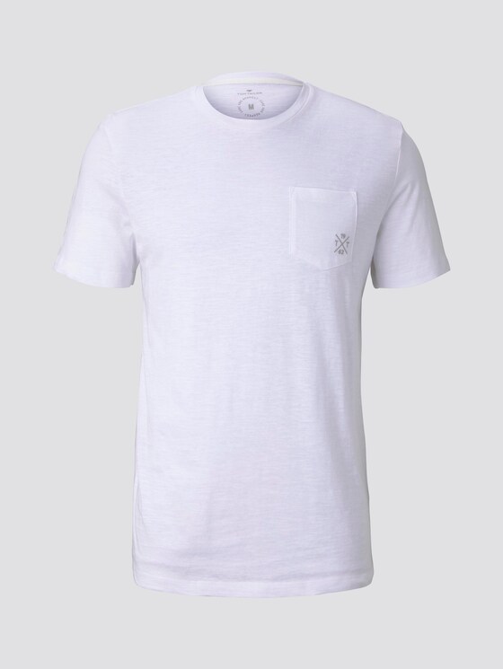 Meliertes T-Shirt mit Bio-Baumwolle - Männer - White Meliertes T-Shirt mit Bio-Baumwolle - Männer - White - 7 - TOM TAILOR