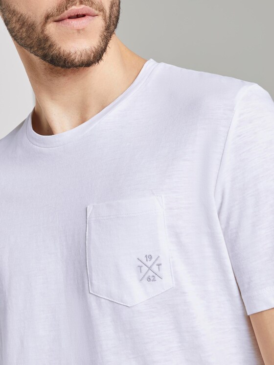 Meliertes T-Shirt mit Bio-Baumwolle - Männer - White Meliertes T-Shirt mit Bio-Baumwolle - Männer - White - 9 - TOM TAILOR