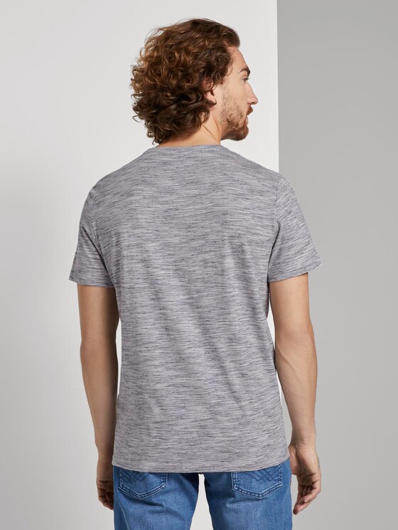 Basic T-Shirt - Mannen - navy offwhite streaky inject Basic T-Shirt - Mannen - navy offwhite streaky inject - 2 - TOM TAILOR