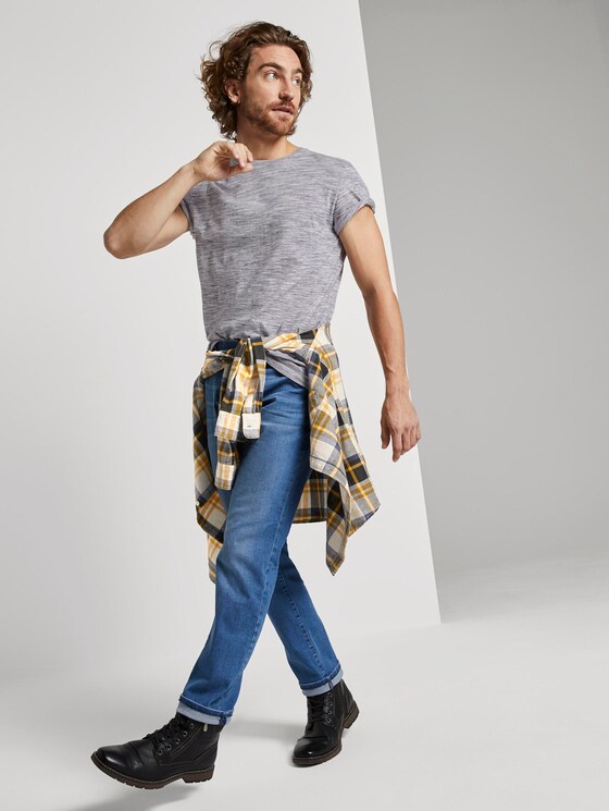 Basic T-Shirt - Mannen - navy offwhite streaky inject Basic T-Shirt - Mannen - navy offwhite streaky inject - 3 - TOM TAILOR