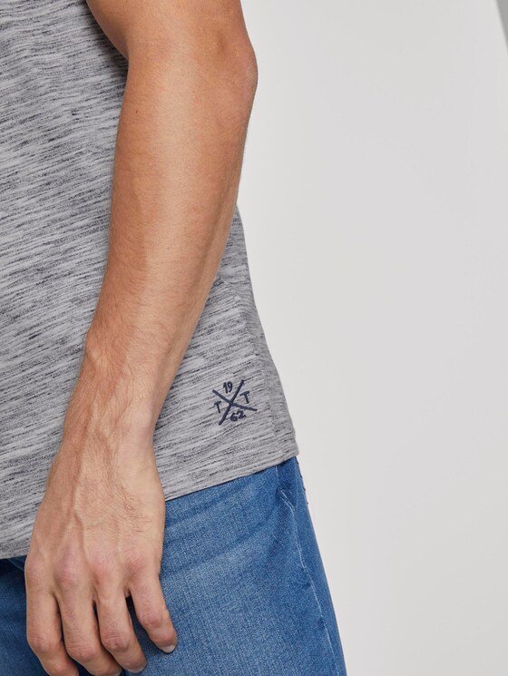 Basic T-Shirt - Mannen - navy offwhite streaky inject Basic T-Shirt - Mannen - navy offwhite streaky inject - 9 - TOM TAILOR
