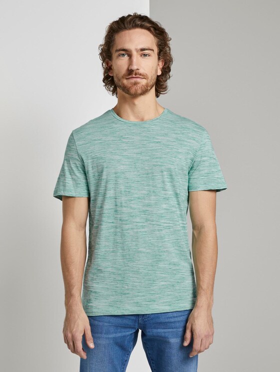 Basic Two-Tone T-Shirt - Männer - green offwhite streaky inject Basic Two-Tone T-Shirt - Männer - green offwhite streaky inject - 1 - TOM TAILOR