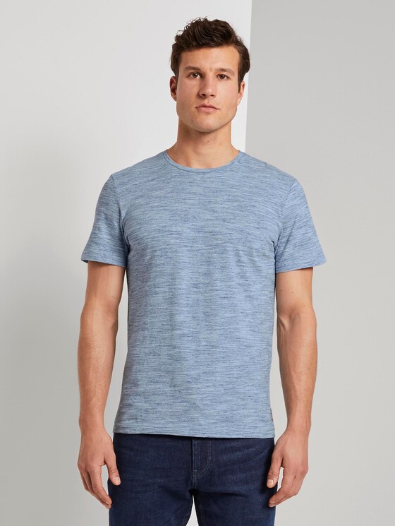 Basic T-Shirt - Mannen - blue streaky inject Basic T-Shirt - Mannen - blue streaky inject - 1 - TOM TAILOR
