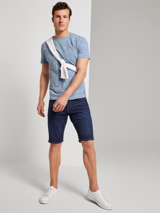 Basic T-Shirt - Mannen - blue streaky inject Basic T-Shirt - Mannen - blue streaky inject - 3 - TOM TAILOR