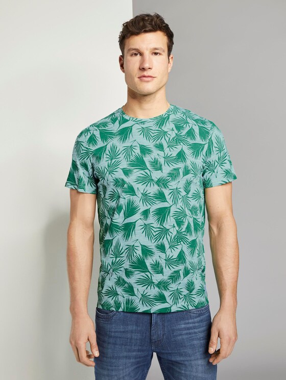 T-Shirt mit Allover-Print - Männer - green small palm leaf design T-Shirt mit Allover-Print - Männer - green small palm leaf design - 1 - TOM TAILOR