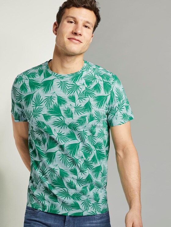 T-Shirt mit Allover-Print - Männer - green small palm leaf design T-Shirt mit Allover-Print - Männer - green small palm leaf design - 5 - TOM TAILOR