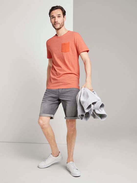 Gestreiftes T-Shirt mit Brusttasche - Männer - orange mocktwist stripe Gestreiftes T-Shirt mit Brusttasche - Männer - orange mocktwist stripe - 3 - TOM TAILOR