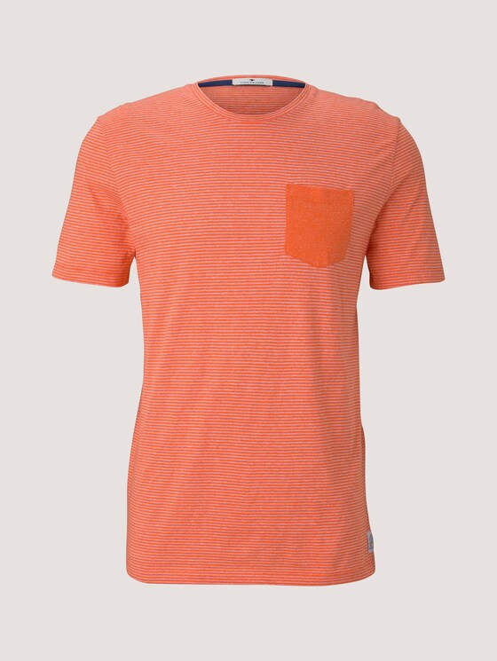 Gestreiftes T-Shirt mit Brusttasche - Männer - orange mocktwist stripe Gestreiftes T-Shirt mit Brusttasche - Männer - orange mocktwist stripe - 7 - TOM TAILOR