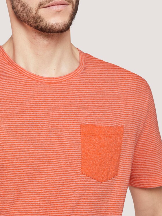 Gestreiftes T-Shirt mit Brusttasche - Männer - orange mocktwist stripe Gestreiftes T-Shirt mit Brusttasche - Männer - orange mocktwist stripe - 9 - TOM TAILOR