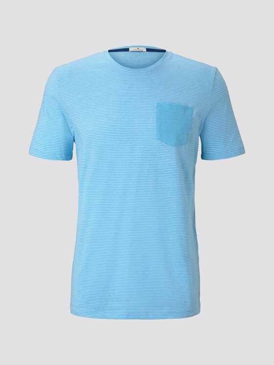 Gestreiftes T-Shirt mit Brusttasche - Männer - teal mocktwist stripe Gestreiftes T-Shirt mit Brusttasche - Männer - teal mocktwist stripe - 7 - TOM TAILOR