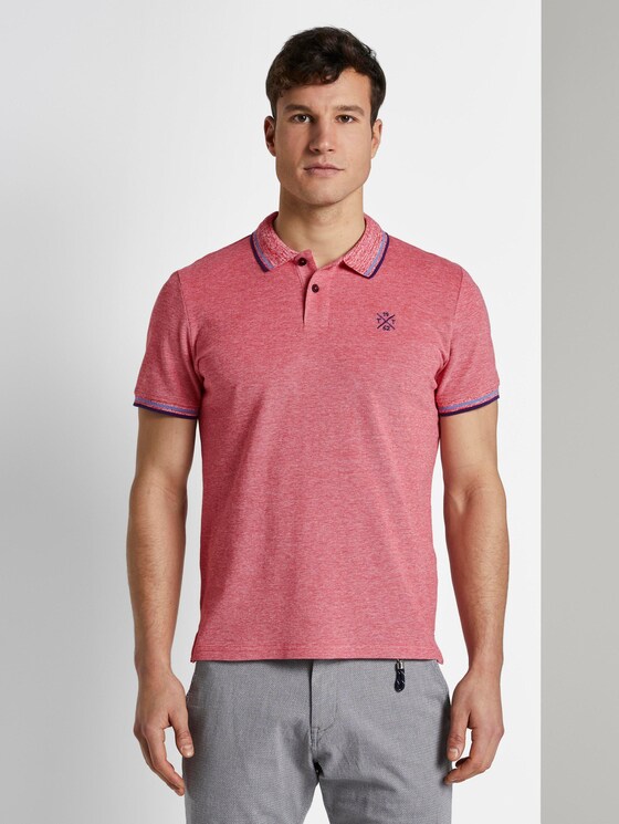 Poloshirt in Two-Tone Optik - Männer - red two tone pique Poloshirt in Two-Tone Optik - Männer - red two tone pique - 1 - TOM TAILOR