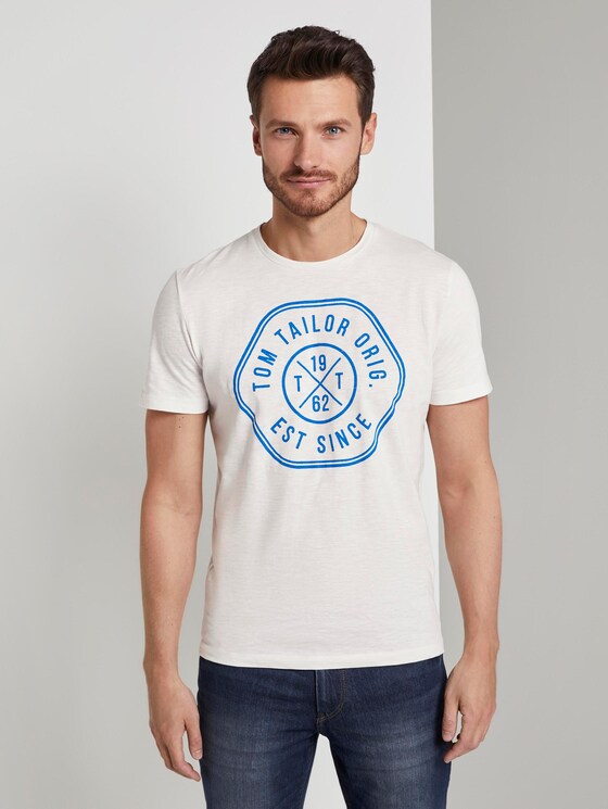 T-Shirt mit Print - Männer - Off White T-Shirt mit Print - Männer - Off White - 1 - TOM TAILOR
