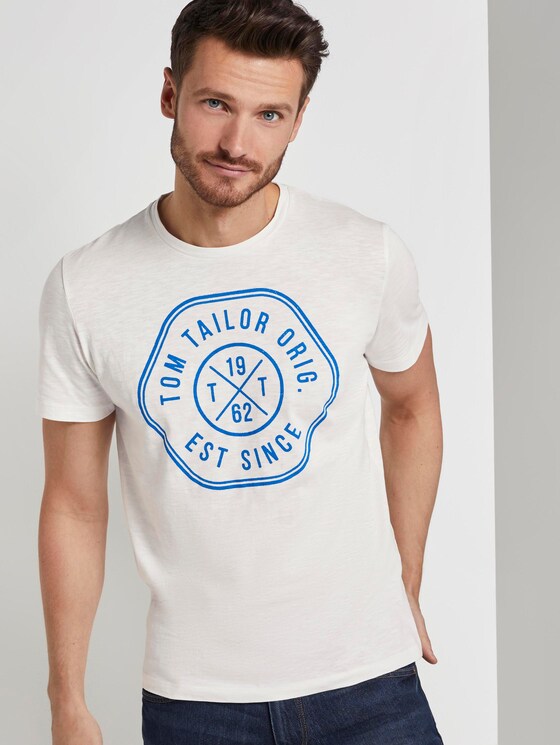 T-Shirt mit Print - Männer - Off White T-Shirt mit Print - Männer - Off White - 5 - TOM TAILOR