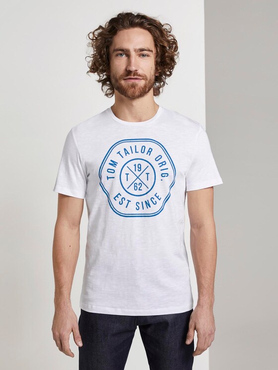 T-Shirt mit Print - Männer - White T-Shirt mit Print - Männer - White - 1 - TOM TAILOR