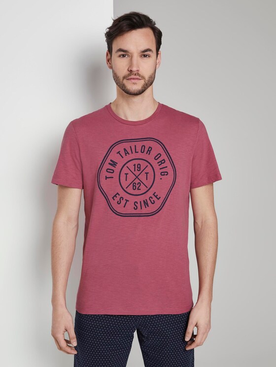 T-Shirt mit Print - Männer - wine rose pink T-Shirt mit Print - Männer - wine rose pink - 1 - TOM TAILOR