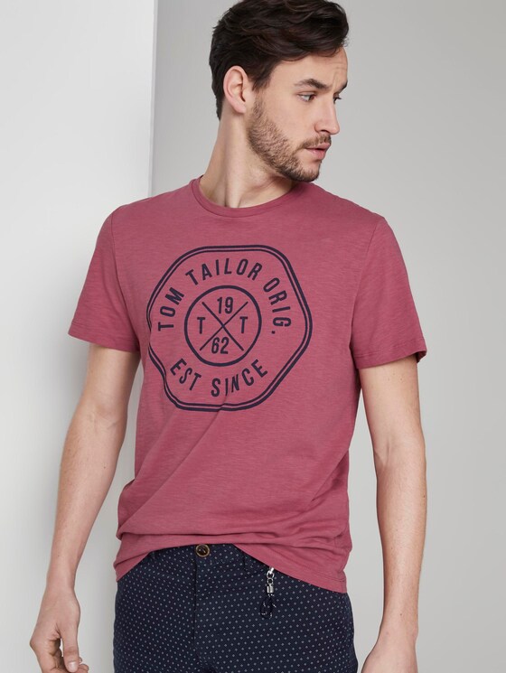 T-Shirt mit Print - Männer - wine rose pink T-Shirt mit Print - Männer - wine rose pink - 5 - TOM TAILOR