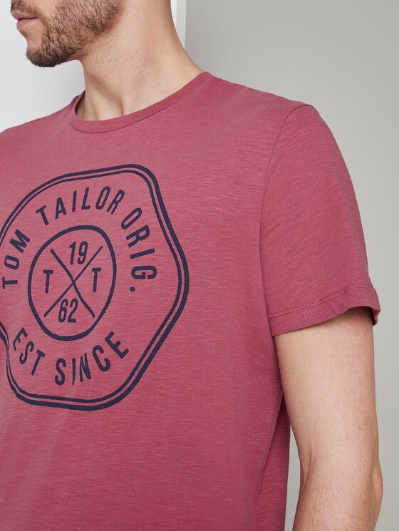 T-Shirt mit Print - Männer - wine rose pink T-Shirt mit Print - Männer - wine rose pink - 9 - TOM TAILOR