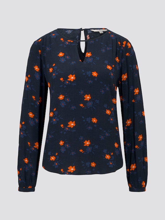 Blusenshirt mit Print - Frauen - navy orange flower design Blusenshirt mit Print - Frauen - navy orange flower design - 7 - TOM TAILOR