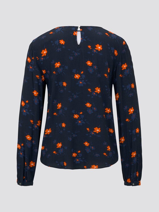 Blusenshirt mit Print - Frauen - navy orange flower design Blusenshirt mit Print - Frauen - navy orange flower design - 8 - TOM TAILOR