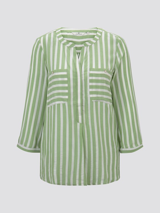 Striped blouse with pockets - Women - green white vertical stripe Striped blouse with pockets - Women - green white vertical stripe - 7 - TOM TAILOR