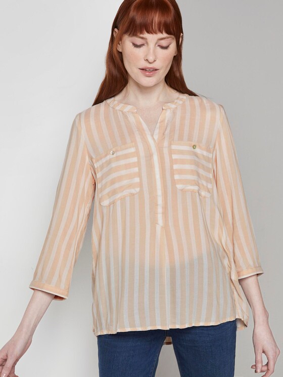 Gestreifte Bluse mit Taschen - Frauen - beige offwhite vertical stripe Gestreifte Bluse mit Taschen - Frauen - beige offwhite vertical stripe - 5 - TOM TAILOR
