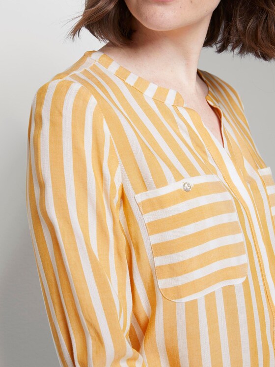 Gestreifte Bluse mit Taschen - Frauen - yellow white vertical stripe Gestreifte Bluse mit Taschen - Frauen - yellow white vertical stripe - 9 - TOM TAILOR