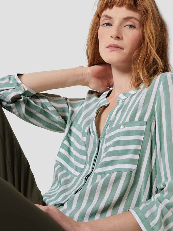 Gestreifte Bluse mit Taschen - Frauen - green offwhite vertical stripe Gestreifte Bluse mit Taschen - Frauen - green offwhite vertical stripe - 9 - TOM TAILOR