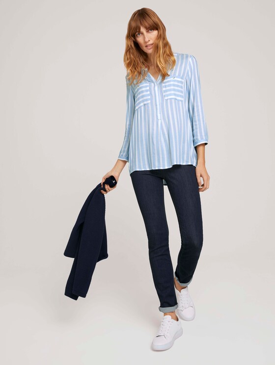 Gestreifte Bluse mit Taschen - Frauen - chambre white vertical stripe Gestreifte Bluse mit Taschen - Frauen - chambre white vertical stripe - 3 - TOM TAILOR