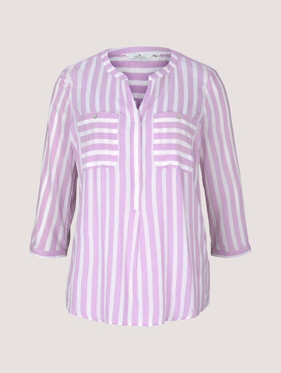Gestreifte Bluse mit Taschen - Frauen - lilac white vertical stripe Gestreifte Bluse mit Taschen - Frauen - lilac white vertical stripe - 7 - TOM TAILOR