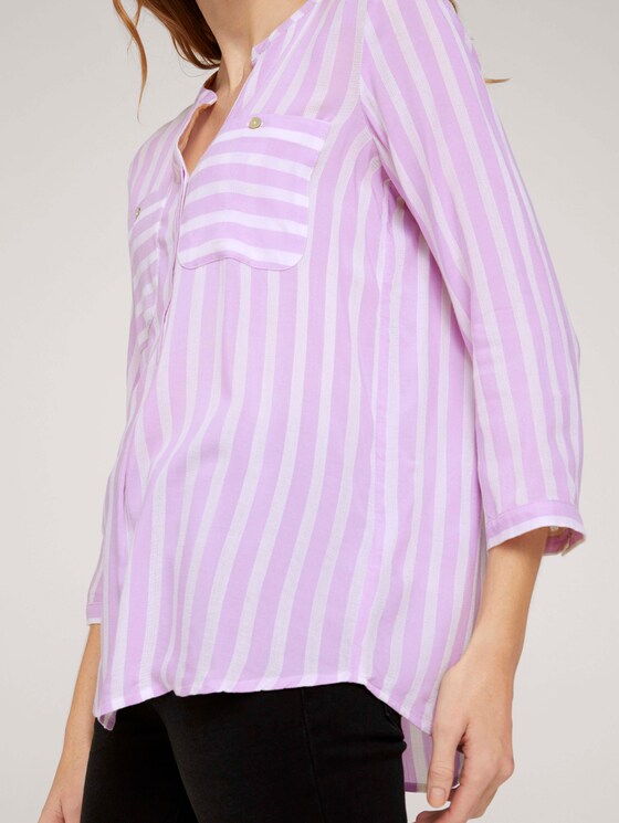 Gestreifte Bluse mit Taschen - Frauen - lilac white vertical stripe Gestreifte Bluse mit Taschen - Frauen - lilac white vertical stripe - 9 - TOM TAILOR