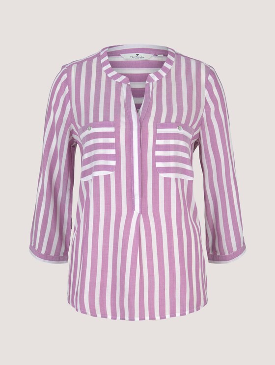 Gestreifte Bluse mit Taschen - Frauen - plum white vertical stripe Gestreifte Bluse mit Taschen - Frauen - plum white vertical stripe - 7 - TOM TAILOR