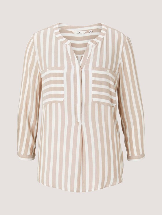 Gestreifte Bluse mit Taschen - Frauen - beige offwhite stripe Gestreifte Bluse mit Taschen - Frauen - beige offwhite stripe - 7 - TOM TAILOR