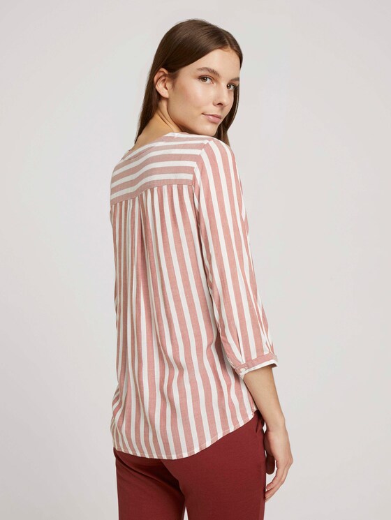 Gestreifte Bluse mit Taschen - Frauen - maroon red offwhite stripe Gestreifte Bluse mit Taschen - Frauen - maroon red offwhite stripe - 2 - TOM TAILOR