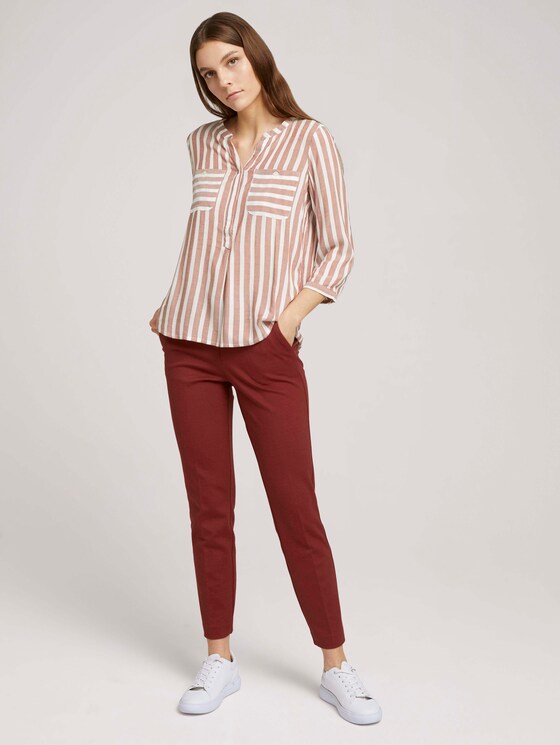 Gestreifte Bluse mit Taschen - Frauen - maroon red offwhite stripe Gestreifte Bluse mit Taschen - Frauen - maroon red offwhite stripe - 3 - TOM TAILOR