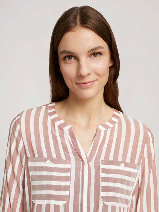 Gestreifte Bluse mit Taschen - Frauen - maroon red offwhite stripe Gestreifte Bluse mit Taschen - Frauen - maroon red offwhite stripe - 9 - TOM TAILOR
