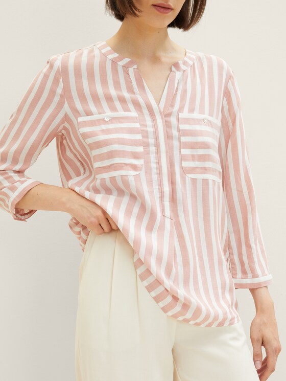 Gestreepte blouse met zakken