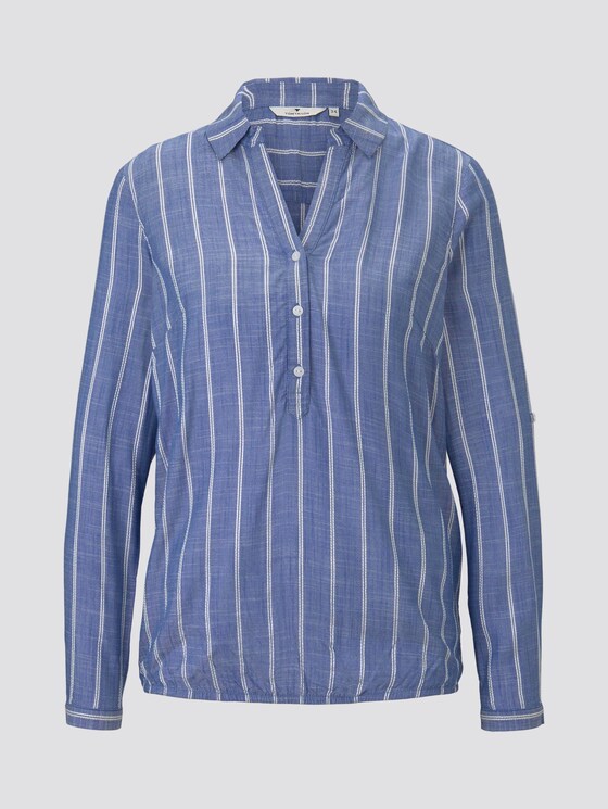 Gestreifte Bluse mit Kragen - Frauen - dark blue stripe vertical Gestreifte Bluse mit Kragen - Frauen - dark blue stripe vertical - 7 - TOM TAILOR