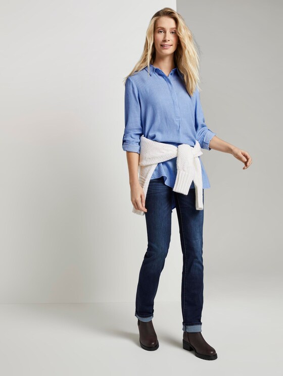 Basic Longbluse - Frauen - blue white vertical stripe Basic Longbluse - Frauen - blue white vertical stripe - 3 - TOM TAILOR
