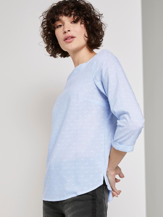 Striped blouse with a submarine neckline - Women - blue dobby stripe Striped blouse with a submarine neckline - Women - blue dobby stripe - 5 - TOM TAILOR