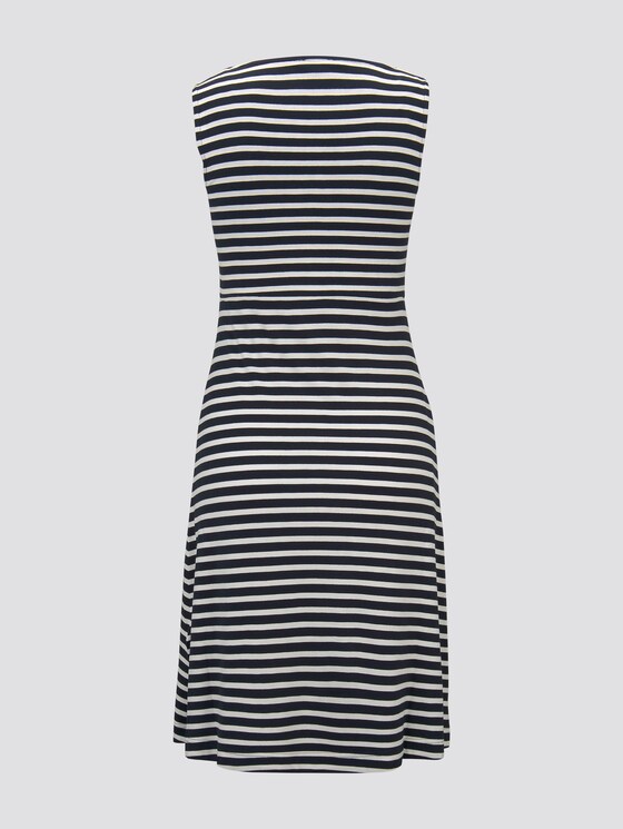 Gemustertes Kleid mit V-Ausschnitt - Frauen - navy stripe Gemustertes Kleid mit V-Ausschnitt - Frauen - navy stripe - 8 - TOM TAILOR