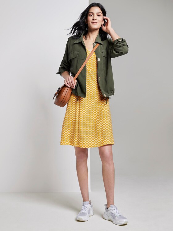 Gemustertes Kleid mit V-Ausschnitt - Frauen - yellow dot design Gemustertes Kleid mit V-Ausschnitt - Frauen - yellow dot design - 3 - TOM TAILOR