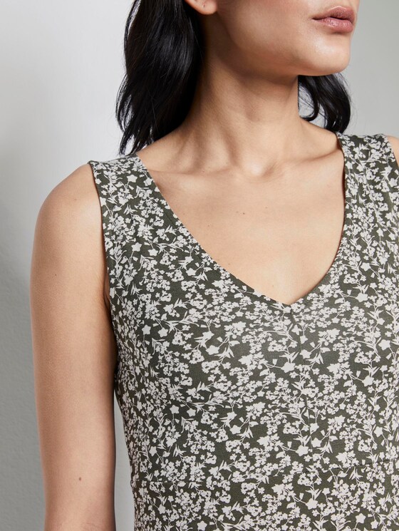 Gemustertes Kleid mit V-Ausschnitt - Frauen - khaki offwhite floral design Gemustertes Kleid mit V-Ausschnitt - Frauen - khaki offwhite floral design - 9 - TOM TAILOR