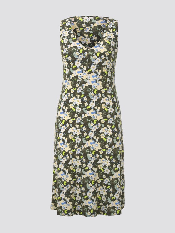 Jurk met print en V-hals - Vrouwen - small khaki floral design Jurk met print en V-hals - Vrouwen - small khaki floral design - 7 - TOM TAILOR