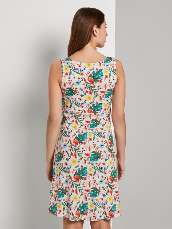 Gemustertes Kleid mit V-Ausschnitt - Frauen - white watercolor flower design Gemustertes Kleid mit V-Ausschnitt - Frauen - white watercolor flower design - 2 - TOM TAILOR