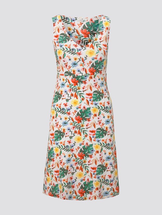 Gemustertes Kleid mit V-Ausschnitt - Frauen - white watercolor flower design Gemustertes Kleid mit V-Ausschnitt - Frauen - white watercolor flower design - 7 - TOM TAILOR