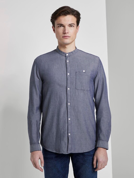 Strukturiertes Hemd mit Stehkragen - Männer - Sky Captain Blue Strukturiertes Hemd mit Stehkragen - Männer - Sky Captain Blue - 1 - TOM TAILOR Denim