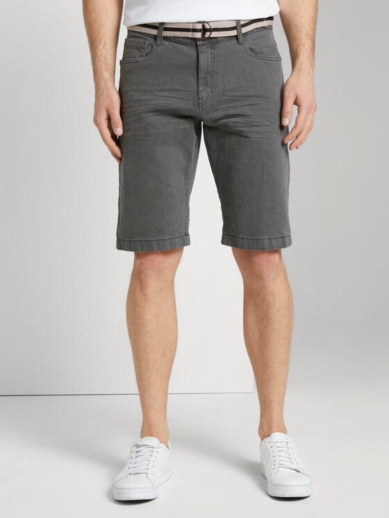 Josh Regular Slim Jeans-Shorts mit Gürtel - Männer - Tarmac Grey Josh Regular Slim Jeans-Shorts mit Gürtel - Männer - Tarmac Grey - 1 - TOM TAILOR