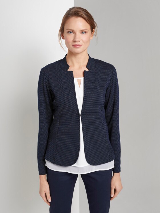 strukturierter Blazer - Frauen - navy dotted fabric strukturierter Blazer - Frauen - navy dotted fabric - 1 - TOM TAILOR