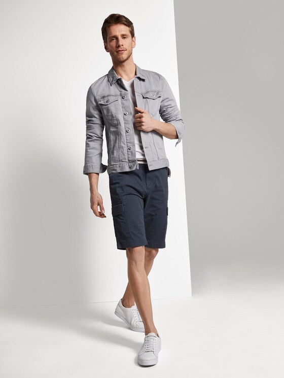 Gemusterte Cargo-Shorts mit Gürtel - Männer - blue dot minimal design Gemusterte Cargo-Shorts mit Gürtel - Männer - blue dot minimal design - 3 - TOM TAILOR